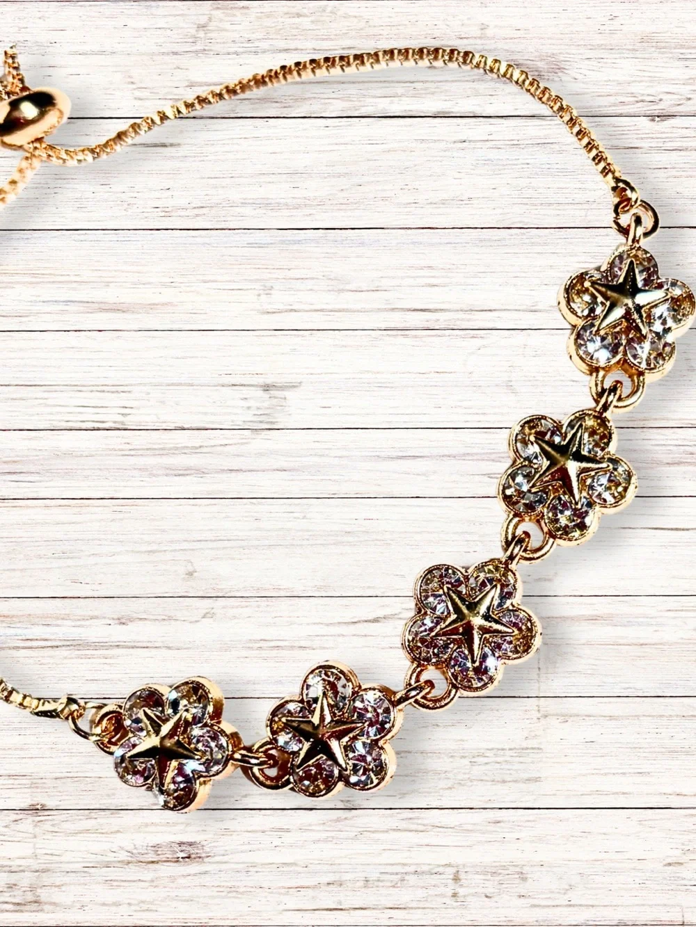 FLORAL CHARM BRACELET Adjustable Gold Chain Modern Cottagecore Fairycore Dainty